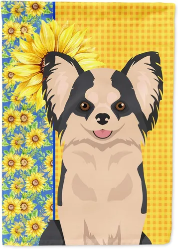 Vista 270 de Caroline's Treasures WDK5313GF Bandera de jardín con diseño de girasoles de verano, color negro y tostado, Airedale Terrier para buzón, bandera
