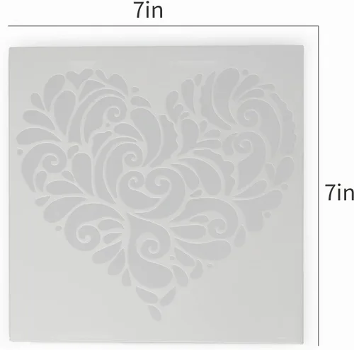 Vista 5 de Plantilla de corazón para pintar, plantilla de pintura decorativa para paredes, muebles, manualidades y madera, patrón de corazón reutilizable