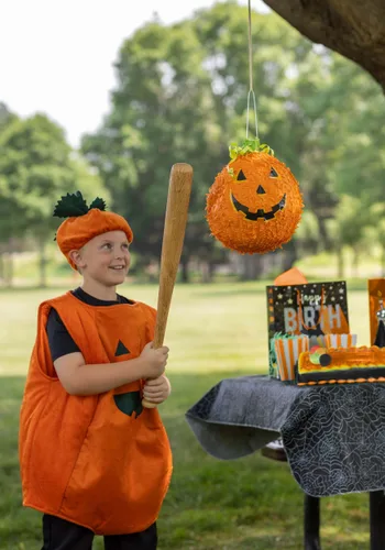 Vista 2 de Piñata de Calabaza de 10 Pulgadas para Decoración de Fiesta Multicolor