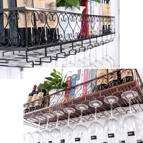 Vista 3 de LaseVe Estante de vino, estantes de metal montado en la pared, soporte para botellas de vino, estante de vino montado en la pared Altura ajustable