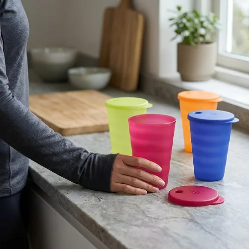 Vista 8 de Tupperware Brand Impressions - Juego de 4 vasos de 16 onzas, aptos para lavavajillas y sin BPA, vasos de plástico reutilizables sin desorden