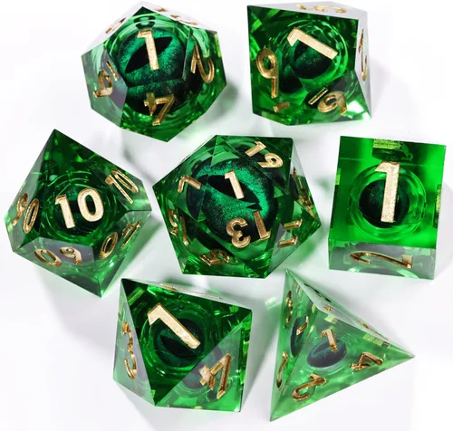 Vista 19 de Mini Planet Poliédrico MTG Sharp Edge Liquid Core Dungeons and Dragons RPG Resina Hecho a Mano 7Pcs DND Juego de dados