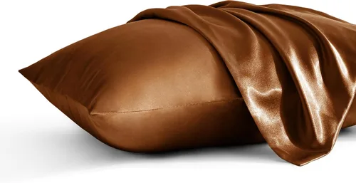 Vista 10 de BEDSUM Paquete de 2 fundas de almohada de satén de seda King para cabello y piel, suaves y lujosas, fundas de almohada con cierre de sobre, 20 x 36