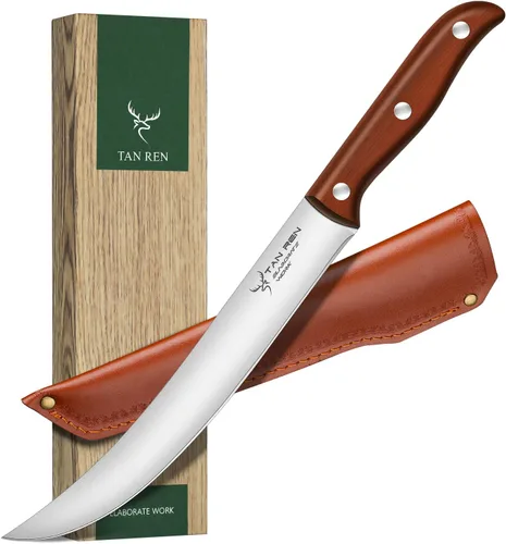 Vista 11 de TAN REN Juego de 3 Cuchillos de Carnicero para Cortar Carne, Cuchillos Cuchillas de Carnicero Forjados a Mano con Mango de Madera, Juego de Juego