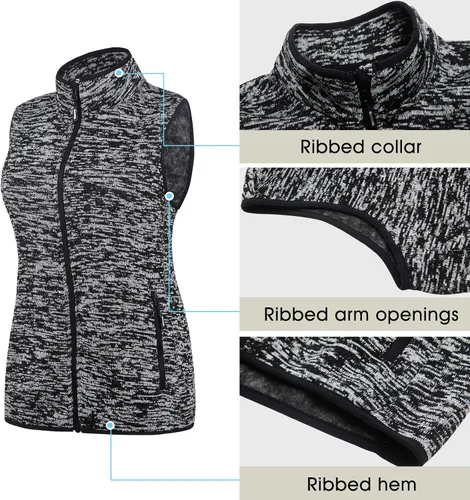 Vista 4 de con cierre para mujer chaleco con bolsillos de cierre ATHLETIC sudadera de forro polar chaleco sin mangas suéter chamarra