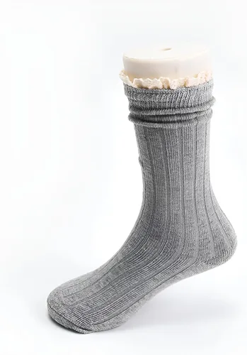 Vista 6 de 5 Pack Girls Sweet Socks Lace Trim Cotton Knit Footed Leg Boot Stocking