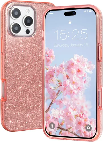 Vista 11 de MILPROX Funda compatible con iPhone 13 (2021), carcasa de gel de goma brillante con purpurina de 3 capas a prueba de golpes para iPhone 13 de 6.1