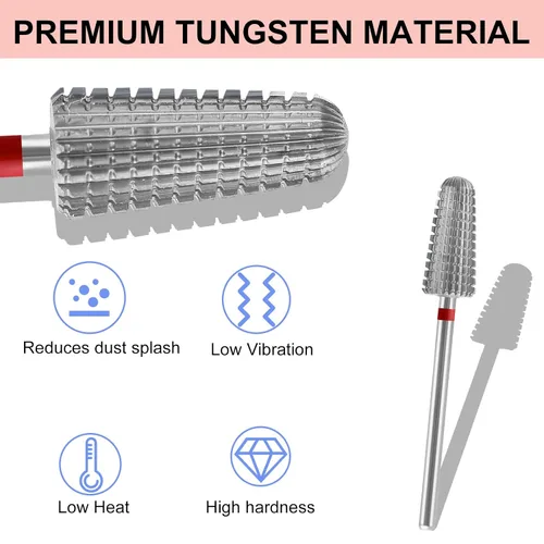Vista 3 de Brocas de uñas con forma de cono vertical 5 en 1, broca electrónica de carburo de tungsteno para uñas de gel acrílico, eliminación de forma de uñas