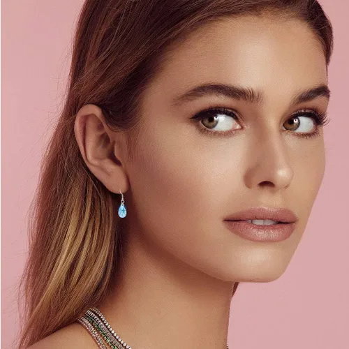 Vista 37 de Aretes colgantes de cristal austriaco con forma de lágrima para mujer, joyería hipoalergénica de plata de ley 925