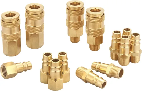 Vista 8 de Kit de acoplador y enchufe de alto flujo profesional (7 piezas), estilo V, NPT de 1/4 de pulgada, juego de accesorios de aire de conexión rápida