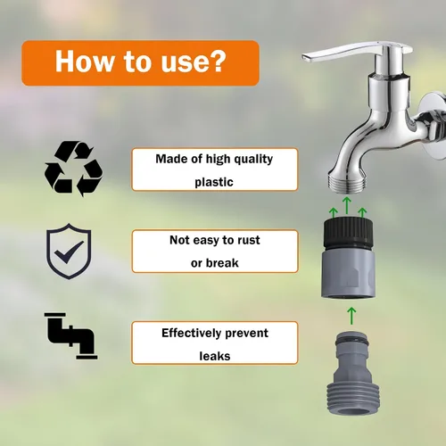 Vista 4 de LIULO TOOL 8 juegos de conectores rápidos para manguera de jardín, accesorios de manguera de agua de plástico de 3/4 pulgadas, conectores macho