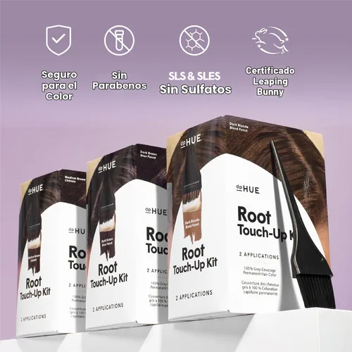 Vista 4 de dpHUE Kit de retoque de raíz, marrón claro, tinte permanente para el cabello para cobertura de canas, incluye dos aplicaciones, sin parabenos, SLS