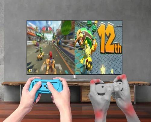 Vista 6 de Pokanic Juego de 2 empuñaduras de mano para interruptor de Nintendo Joy-Con controladores profesionales soporte almohadillas kit de mango resistente