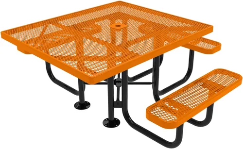 Vista 94 de COATEDOUTDOORFURNITURE Mesa de picnic cuadrada de 46 pulgadas, expandida, color negro