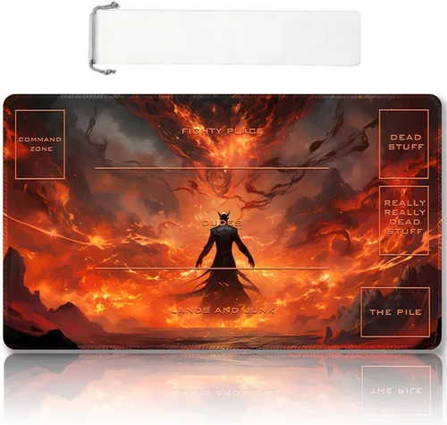 Vista 45 de Tapete de juego MTG cosido de alta calidad con zonas y respaldo de goma antideslizante, tapete de juego TCG para MTG y otros juegos de cartas, Dkt