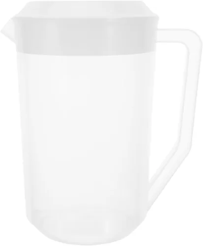 Vista 11 de Housoutil Hervidor de medición con escala de 2.5 L de plástico para bebidas con tapa, jarra de agua fría para jugo, té helado, leche, cerveza
