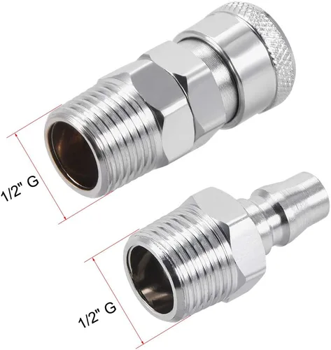 Vista 4 de uxcell Herramienta de aire lavadora a presión macho acoplador de alto flujo enchufe G1/2 conexión rápida conjunto