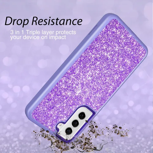 Vista 4 de Funda protectora completa para Galaxy S22 Plus 5G resistente híbrido 3 en 1, resistente a prueba de golpes, para mujeres y niñas, para Samsung