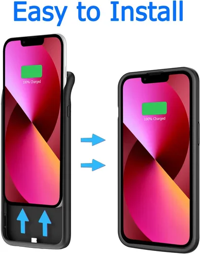 Vista 4 de Funda de batería para iPhone 13, 7000 mAh, ultrafina, portátil, funda de carga, batería extendida recargable, compatible con iPhone 13
