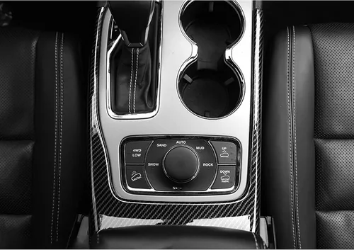 Vista 7 de Xotic Tech - Cubierta de caja de cambios de consola central con patrón de fibra de carbono para Jeep Grand Cherokee 2014-2020