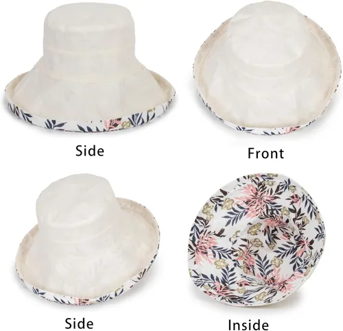Vista 6 de Sombreros de ala ancha para el sol, para verano, playa, para exteriores, protección UV, sombreros de pesca