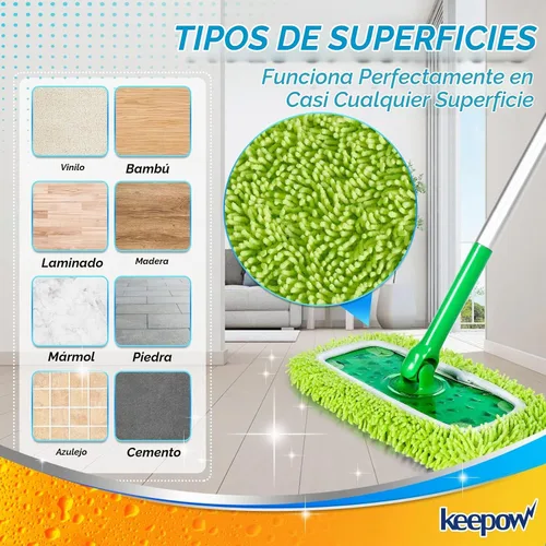 Vista 5 de KEEPOW - Juego de 2 almohadillas de microfibra de felpilla reutilizables compatibles con Swiffer Sweeper