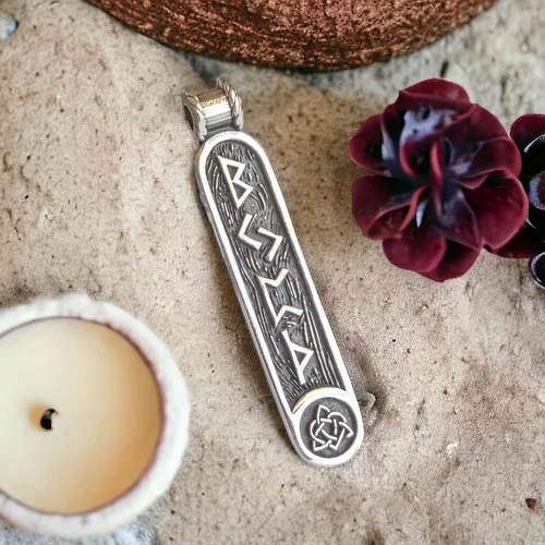 Vista 25 de Viking Rune Formula Pendant Necklace for Men Women - 925 Sterling Silver - Norse Nordic Celtic Jewelry - Runes Protection Amulet - Matching