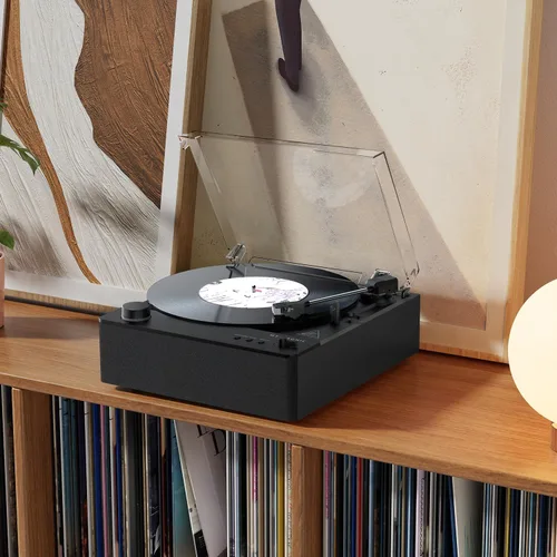 Vista 7 de MYKESONIC - Reproductor de discos completamente automático, tocadiscos de vinilo Bluetooth con transmisión por correa, cartucho magnético AT-3600L