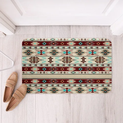 Vista 42 de Feelyou Aztec Bathroom Rugs Aztec Southwestern Printed Bath Mats for Bathroom Bohemian Bath Rugs for Shower Tub Cowboy Cowgirl Bathroom Accossories