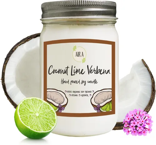 Vista 41 de Aira Velas de Soja - Orgánicas, Kosher, Veganas, en Frasco Mason con Mezclas de Aceites Esenciales de Grado Terapéutico - Cera de Vela de Soja 100%
