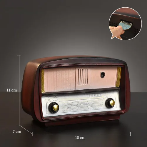 Vista 5 de Estatua retro de radio para decoración del hogar, figura de TV retro para estante, estantería, mesa, oficina, sala de estar (radio)