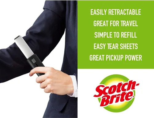 Vista 6 de Scotch-Brite - Mini rodillo quitapelusas de viaje, ideal para quitar el pelo de mascotas, 30 hojas