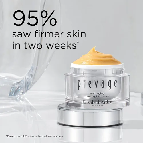 Vista 4 de Elizabeth Arden PREVAGE Crema de noche antienvejecimiento para mujeres, hidratante facial hidratante, reafirmante, reduce líneas finas y arrugas