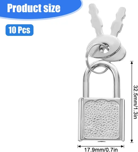 Vista 2 de 10 piezas Mini lindo diario candados pequeños candados de equipaje con llaves candado pequeño candado plateado maleta cerradura para cajas