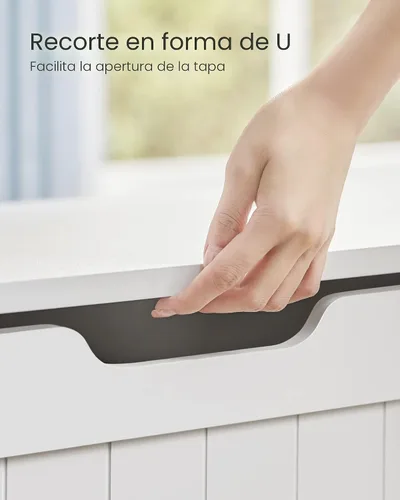 Vista 7 de VASAGLE Baúl de almacenamiento, banco de 29.9 pulgadas de ancho con 2 Blanco nube