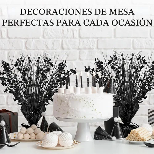 Vista 5 de Crowye - 18 piezas de papel de aluminio negro para decoración de mesa