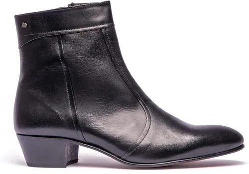 Vista 8 de Club Cubano EMMANUEL Botas de tacón cubano de cuero liso para hombre, color negro