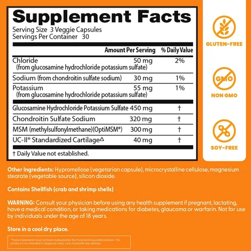 Vista 3 de Doctor's Best Glucosamina condroitina MSM + UC-II - Suplemento de apoyo a la salud de las articulaciones para mujeres y hombres, apoyo nutricional