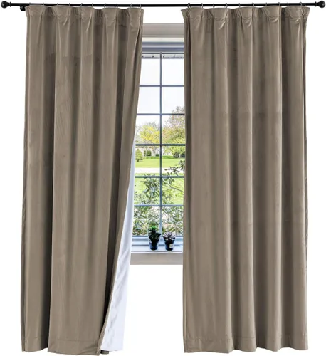 Vista 94 de cololeaf Panel de cortinas opacas de terciopelo con forro para cine en casa, cortina de ganchos planos para barra transversal o pista, 100 pulgadas