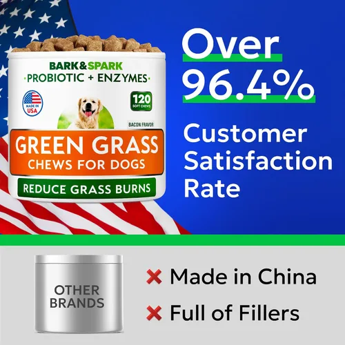 Vista 8 de BARK&SPARK Green Grass - Masticables para perros – Neutralizador de orina y orina para césped, mastica quemaduras de hierba con probióticos y Verde