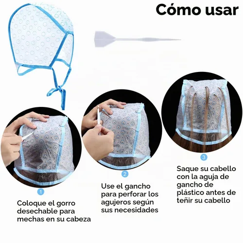 Vista 3 de WILLBOND - Juego de 6 gorras resaltadoras para cabello con gancho, color azul