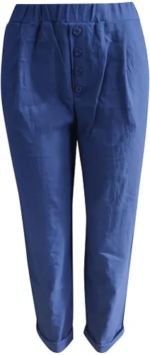 Vista 4 de JOFOW Pantalones para mujer de lino sólido Casual largo recto pierna pantalones