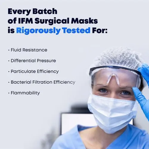 Vista 5 de Máscara facial Indiana, 4 capas, mascarilla desechable, ASTM nivel 3, fabricada en Estados Unidos