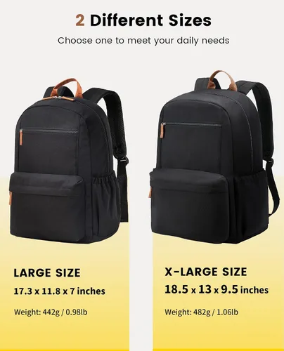 Vista 6 de Vorspack Mochila para hombres y mujeres Mochila ligera básica para libros, mochila grande casual para la universidad, trabajo, viajes, Negro