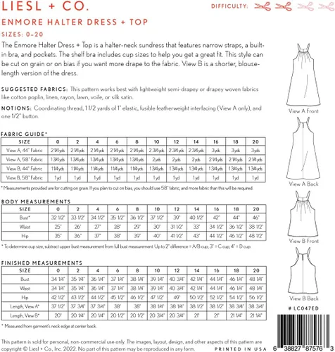 Vista 2 de Enmore Vestido halter + patrón de costura superior