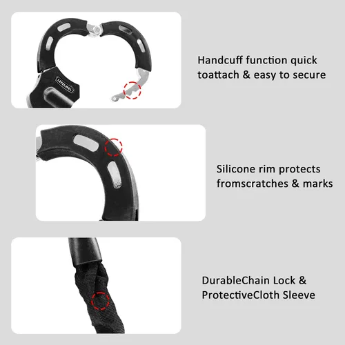 Vista 3 de Cerraduras de Scooter Eléctrico Antirrobo, Cerradura de Cadena de Bicicleta con Bolsa, Mejor Cerradura para Accesorios de Scooter Eléctrico Xiaomi