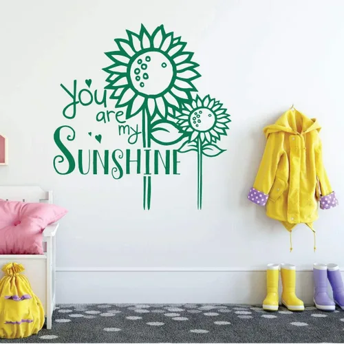Vista 3 de Sunflower Wall Decal You are My Sunshine Song Lyrics Quote Flower, Nature Themed Vinyl Decor for Child Bedroom, Playroom, Preschool, Classroom