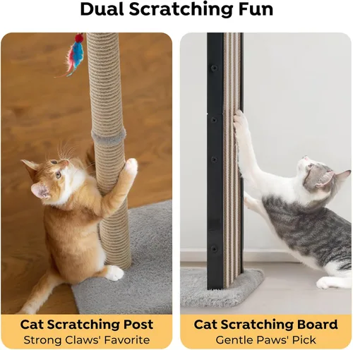 Vista 9 de Veehoo Poste Rascador de Gatos de 35" de Altura para Gatos de Interior Adultos, Almohadilla Rascadora para Gatos Robusta con Marco de Metal