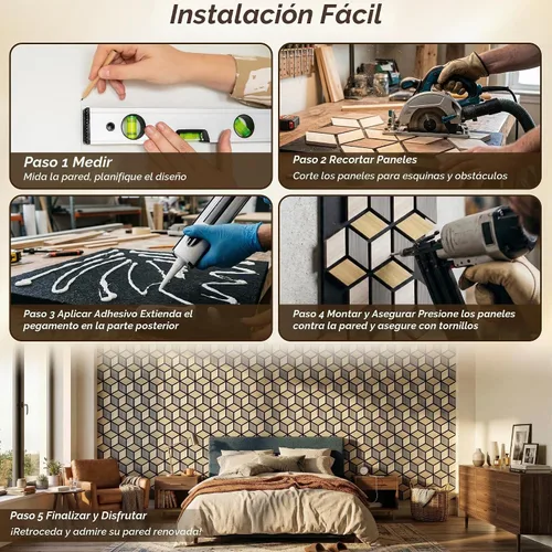 Vista 7 de Paquete de 4 paneles de pared acústicos, PVC 3D de 27 x 18 pulgadas, paneles de pared de madera insonorizados para decoración de pared