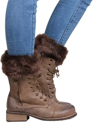 Vista 3 de Sprifloral Calentadores de piernas para mujer, de piel sintética, puños altos, botas y calcetines